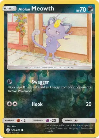 Cosmic Eclipse Alolan Meowth #128/236 reverse holo